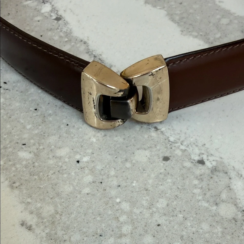 Brighton Brown Leather Women's Belt with Black Logo Tag